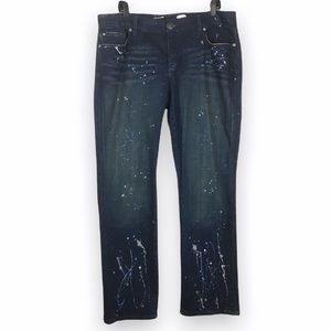 Seven7 Womens Size 18 Paint Splatter Dark‎ Wash Jeans